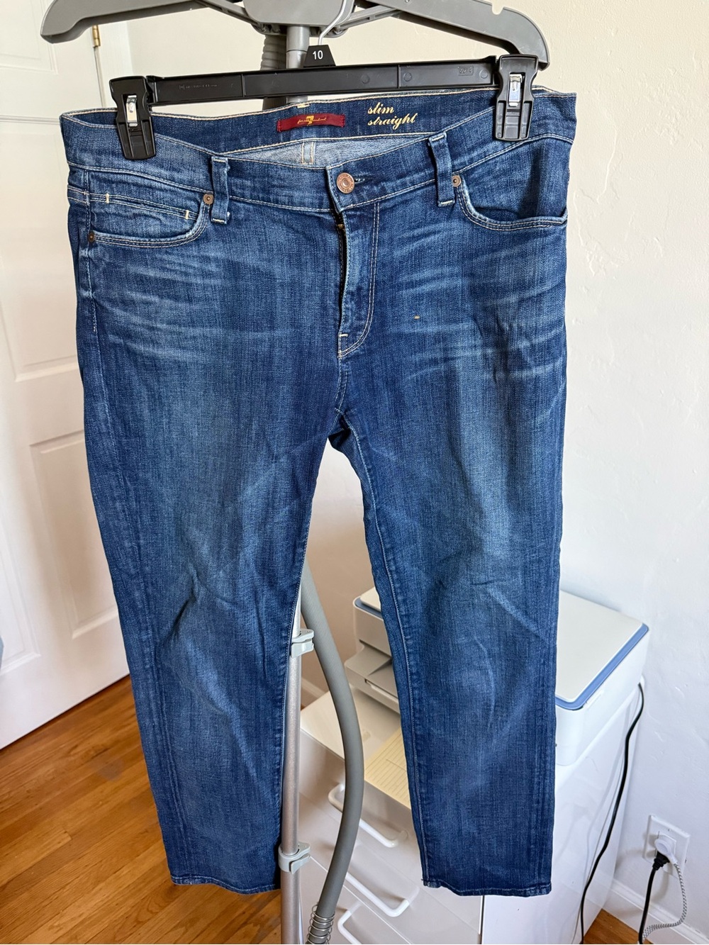7 For All Mankind Slim Straight Jeans - Dark Blue Wash